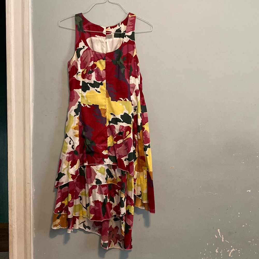 Cotton garden party dress! Multi layered -  swirls down to mid calf.